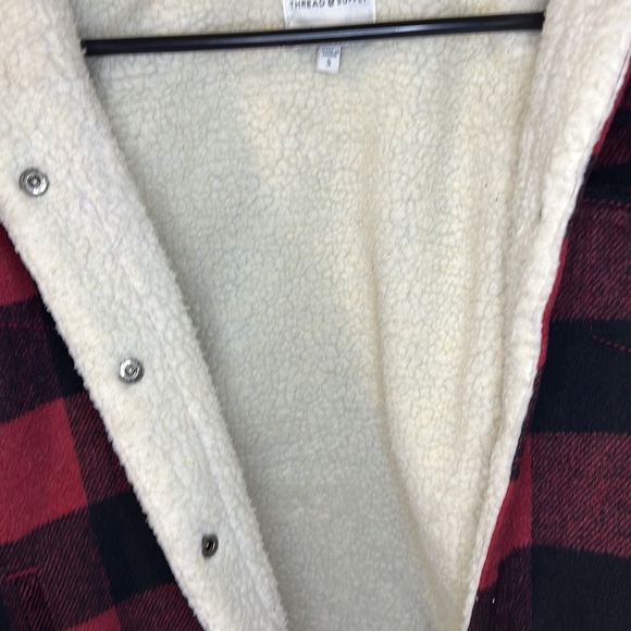 Thread & Supply red plaid Sherpa lined jacket S - Picture 4 of 12